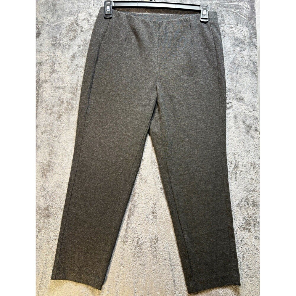 J. Jill Gray Ponte Pants Womens M Regular Pull On Stretch Slim Leg Flat Front